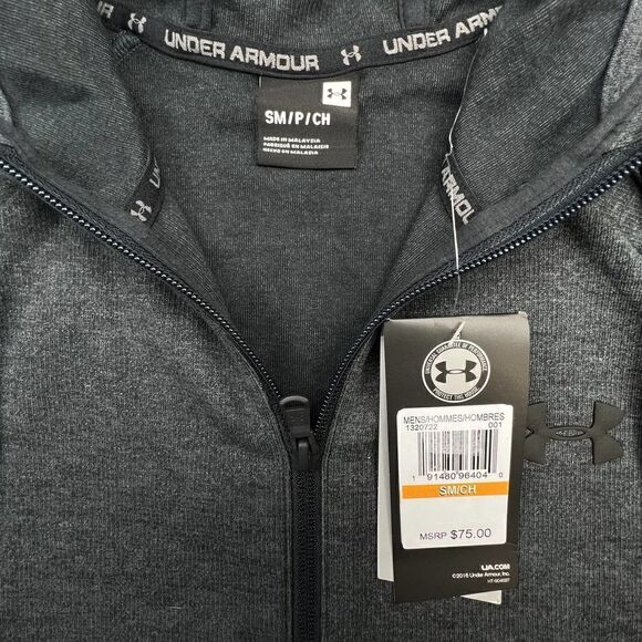 New Under Armour Men Grey Hood Jacket Zipped Sport Long Sleeve US Small - Picture 8 of 9